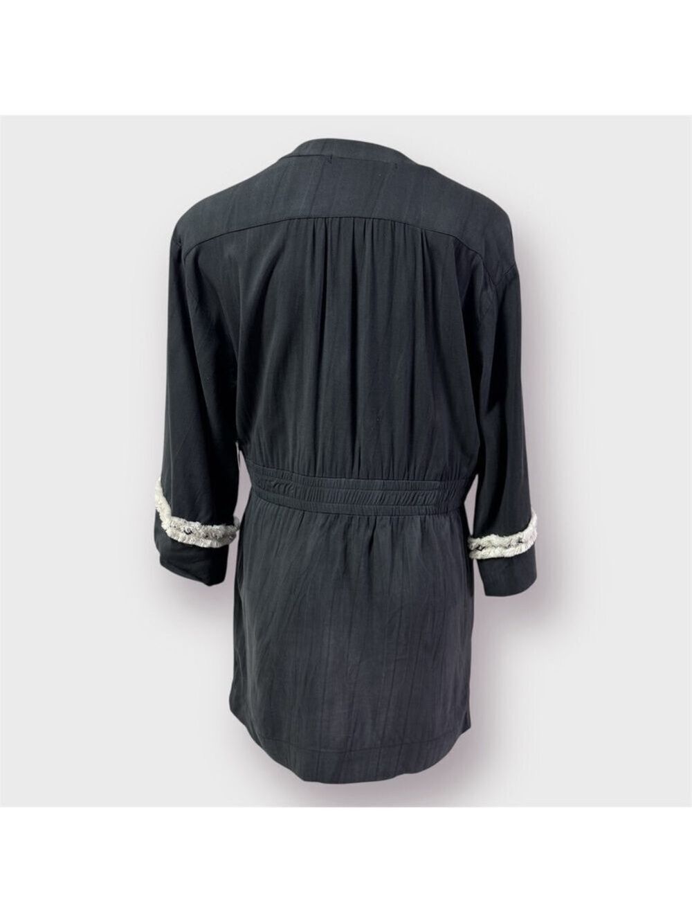 Stillwater Raye Mini Dress Charcoal Cream Fringe Medium NWT - Picture 3 of 12